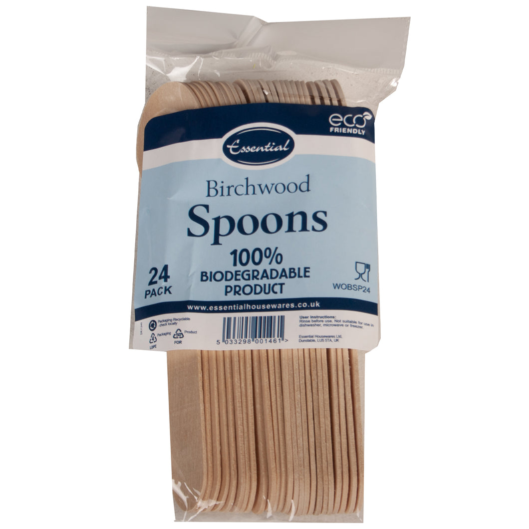 Essential Birchwood Biodegradable Spoons 24 Pack