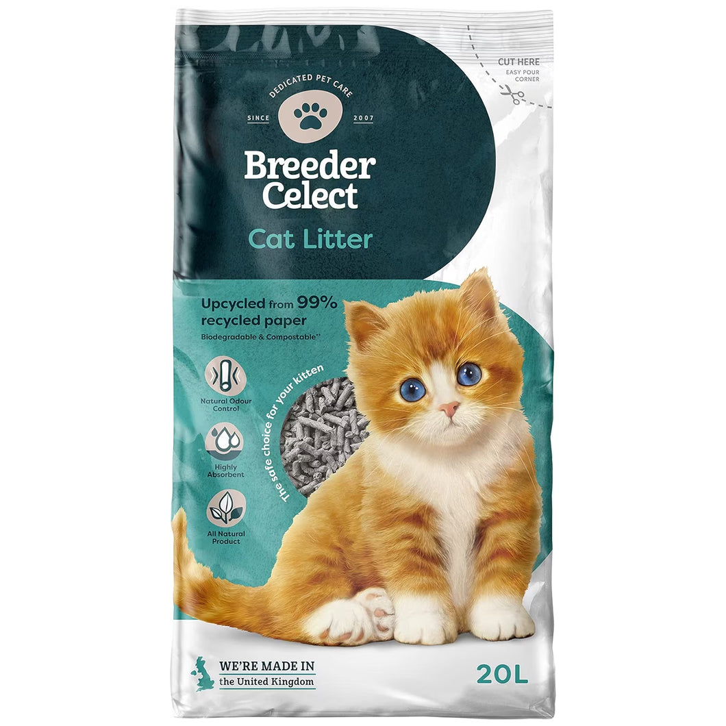 Breedercelect 99 Percent Recycled Paper Cat Litter 20L
