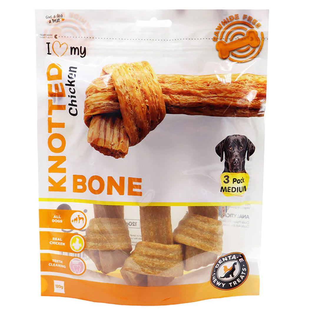 I Love My Pets Knotted Chicken Bones 3 Pack