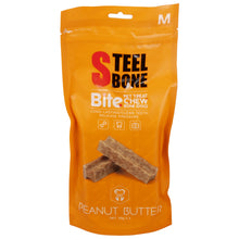 Load image into Gallery viewer, Steel Bone Peanut Butter Bite Dog Treat Chew Bone 3 Pack
