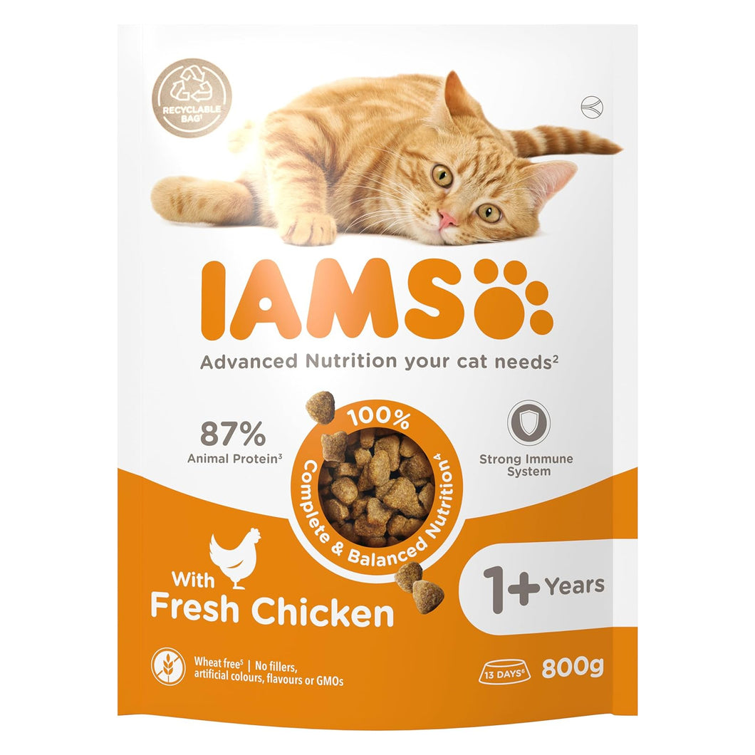 IAMS Chicken Complete Dry Adult Cat Food 800g