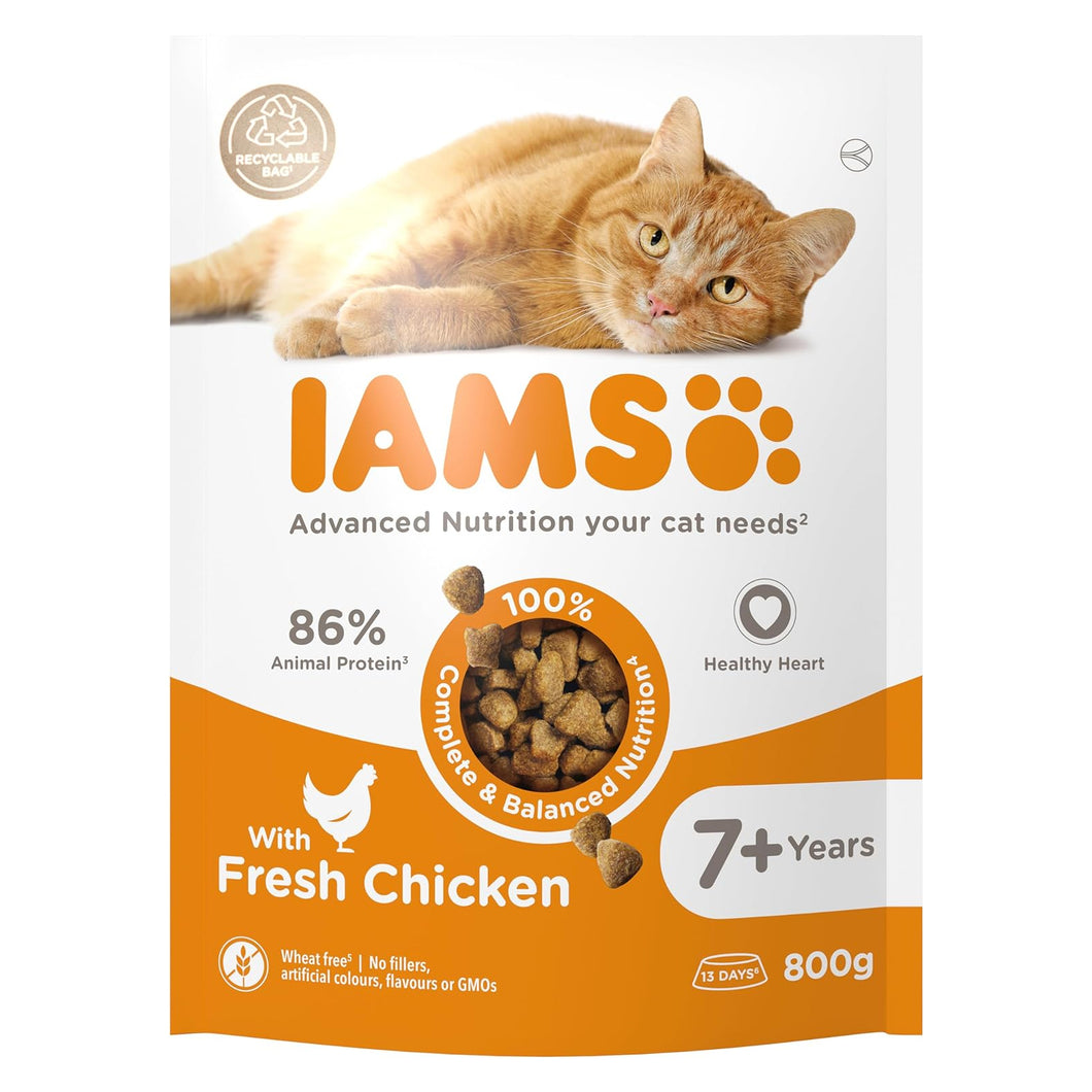 IAMS Complete Dry Chicken Cat Food For Senior 7+ Cats 800g