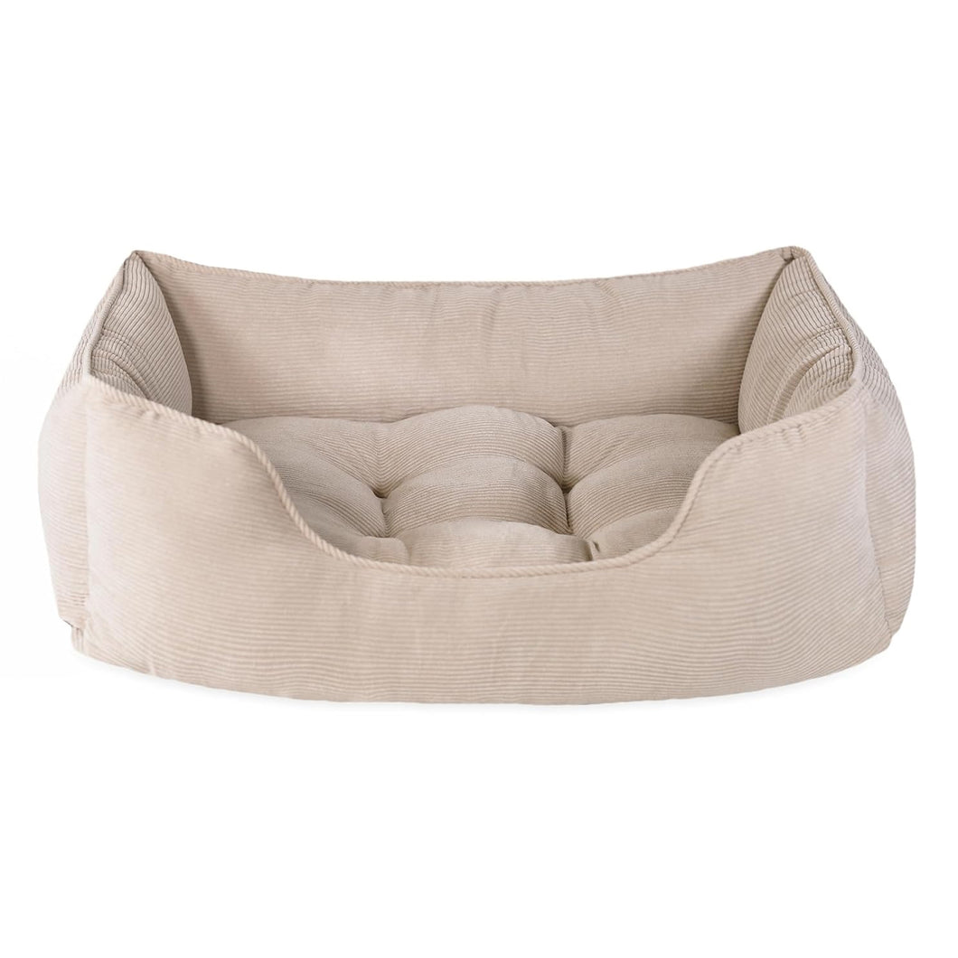 Rosewood Beige Cord Square Dog Bed