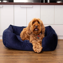 Load image into Gallery viewer, Rosewood 40 Winks Navy Velvet Square Dog Bed
