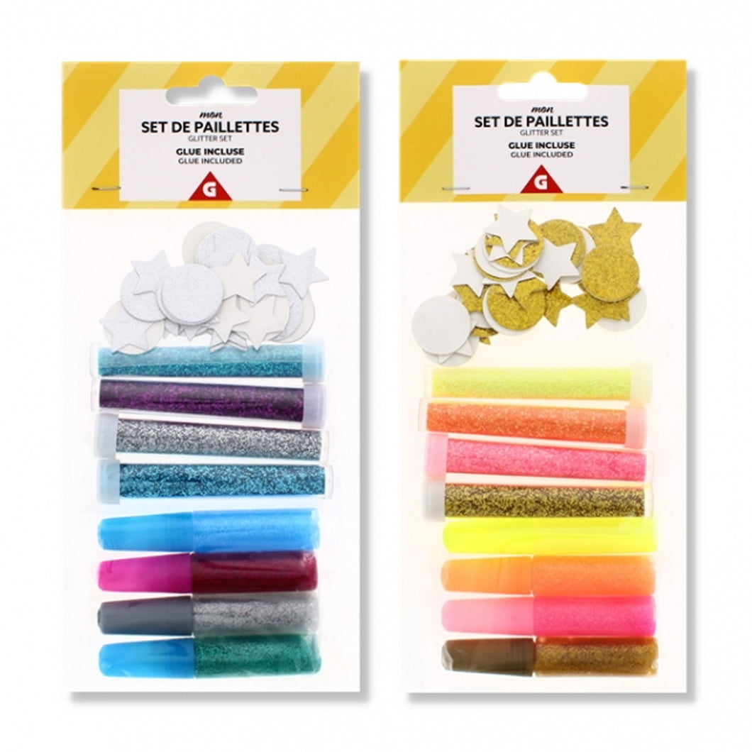 Glitter & Glue Set With Shapes