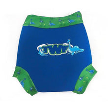 Load image into Gallery viewer, TWF Blue Plessl Baby Swim Nappy Cover
