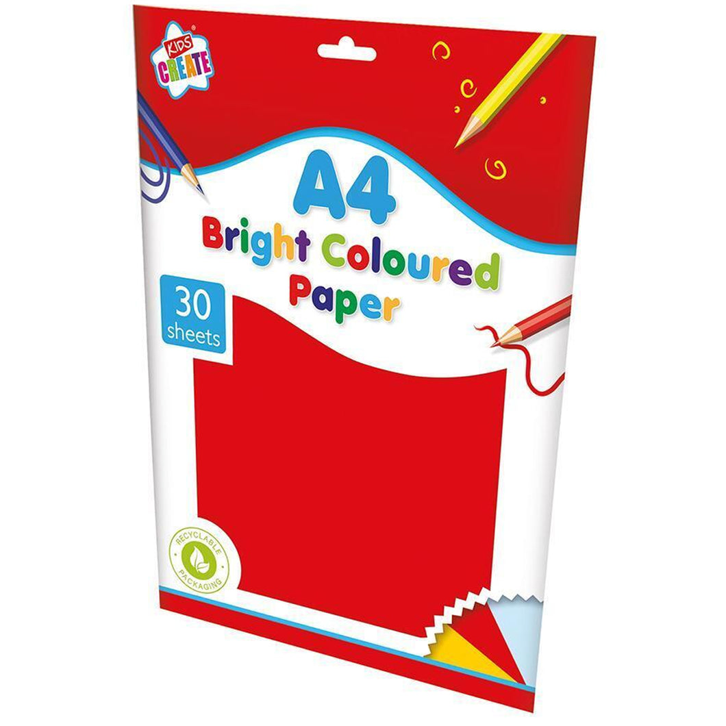 Kids Create A4 30 Sheets Bright Coloured Paper