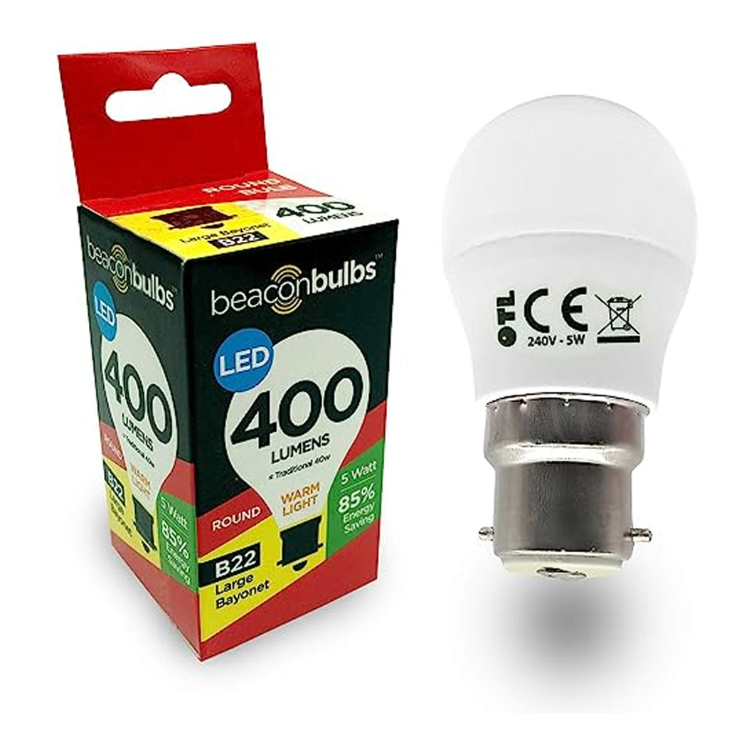 Beaconbulbs LED Round B22 Bulb 5W 400 Lumens