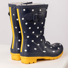 Load image into Gallery viewer, Joules Women&#39;s Navy Spot Molly Welly Wellington Boots