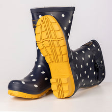 Load image into Gallery viewer, Joules Women&#39;s Navy Spot Molly Welly Wellington Boots