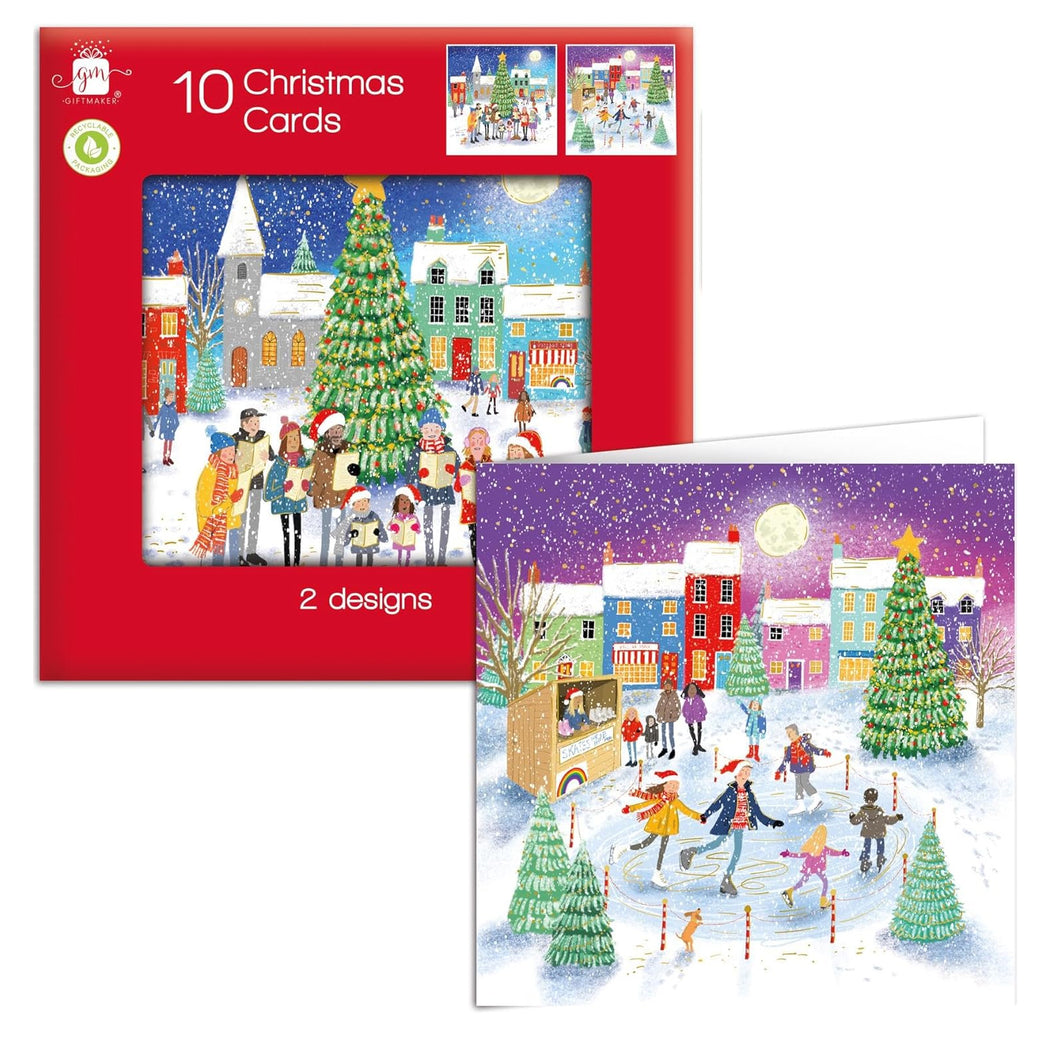 Giftmaker Whimsical Scene Christmas Cards 10 Pack
