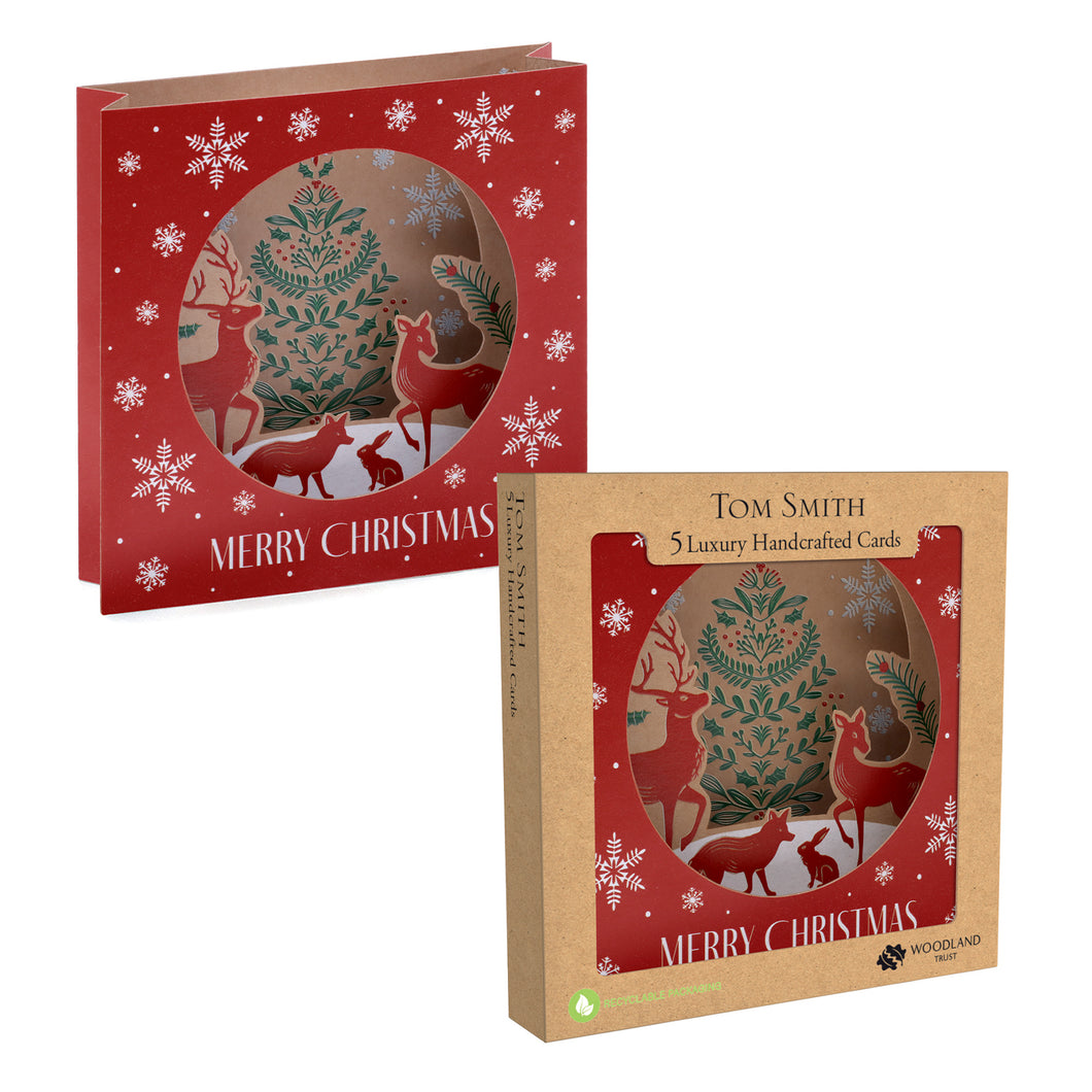 Tom Smith Luxury Handmade Folklore Christmas Cards 5 Pack