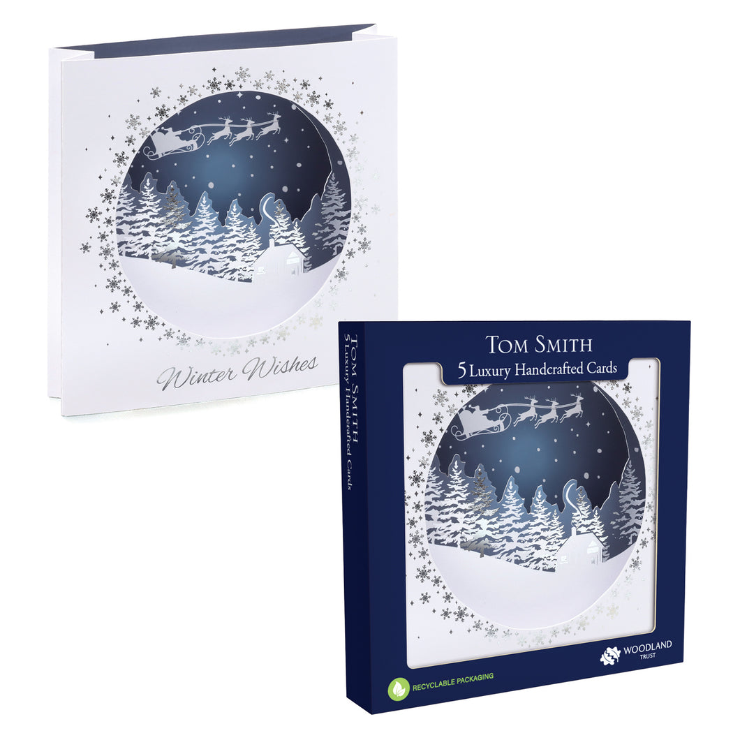 Tom Smith Luxury Handcrafted Winter Wonderland Christmas Cards 5 Pack