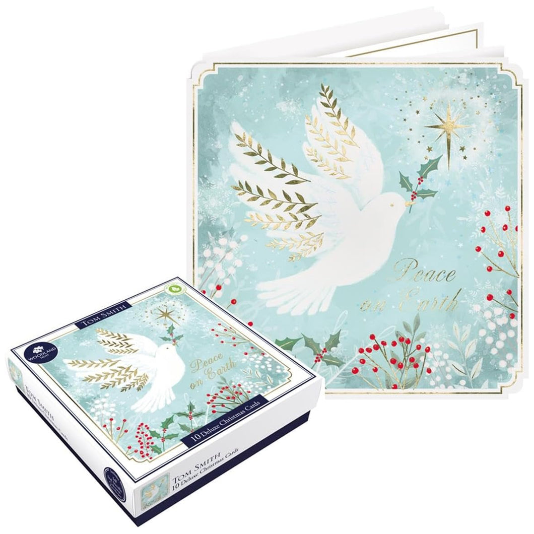 Tom Smith Dove Deluxe Christmas Cards 10 Pack