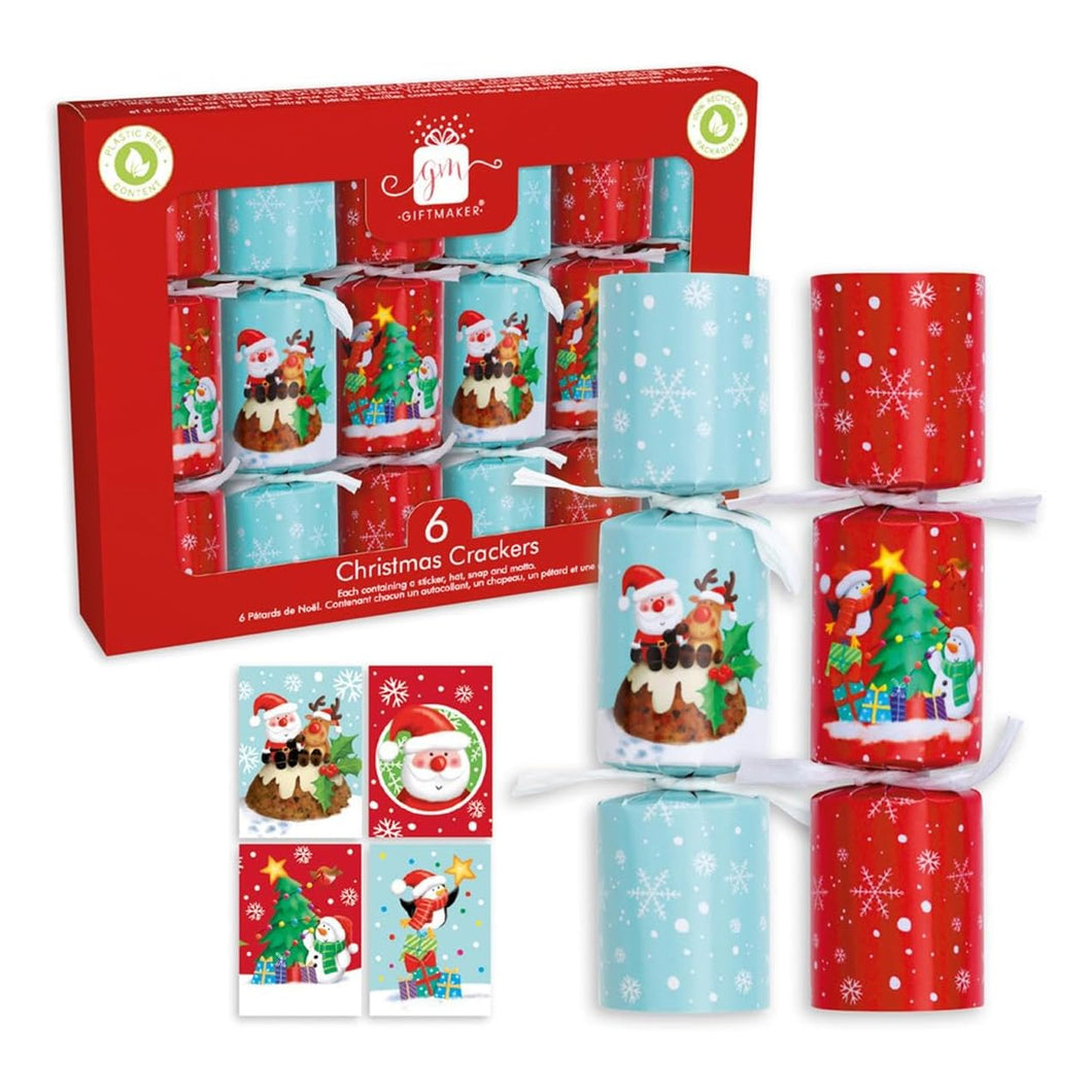 Giftmaker Mini Novelty Santa & Friends Christmas Crackers 6 Pack