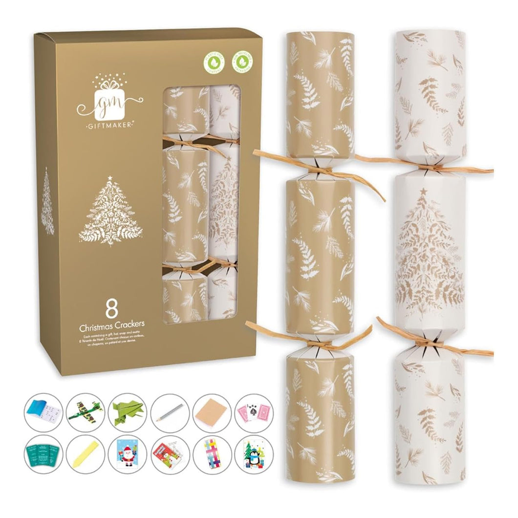 Giftmaker Cream & Gold Christmas Crackers 6 Pack