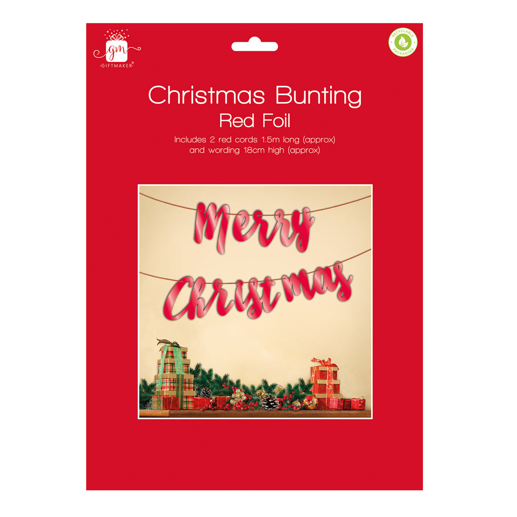 Giftmaker Red Foil Christmas Bunting