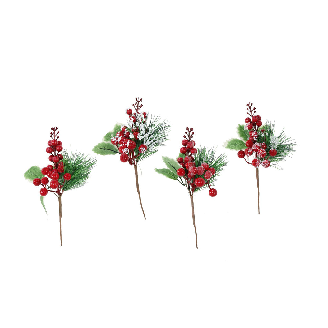 Festive Magic Berries With Holly Pick 24cm Assorted