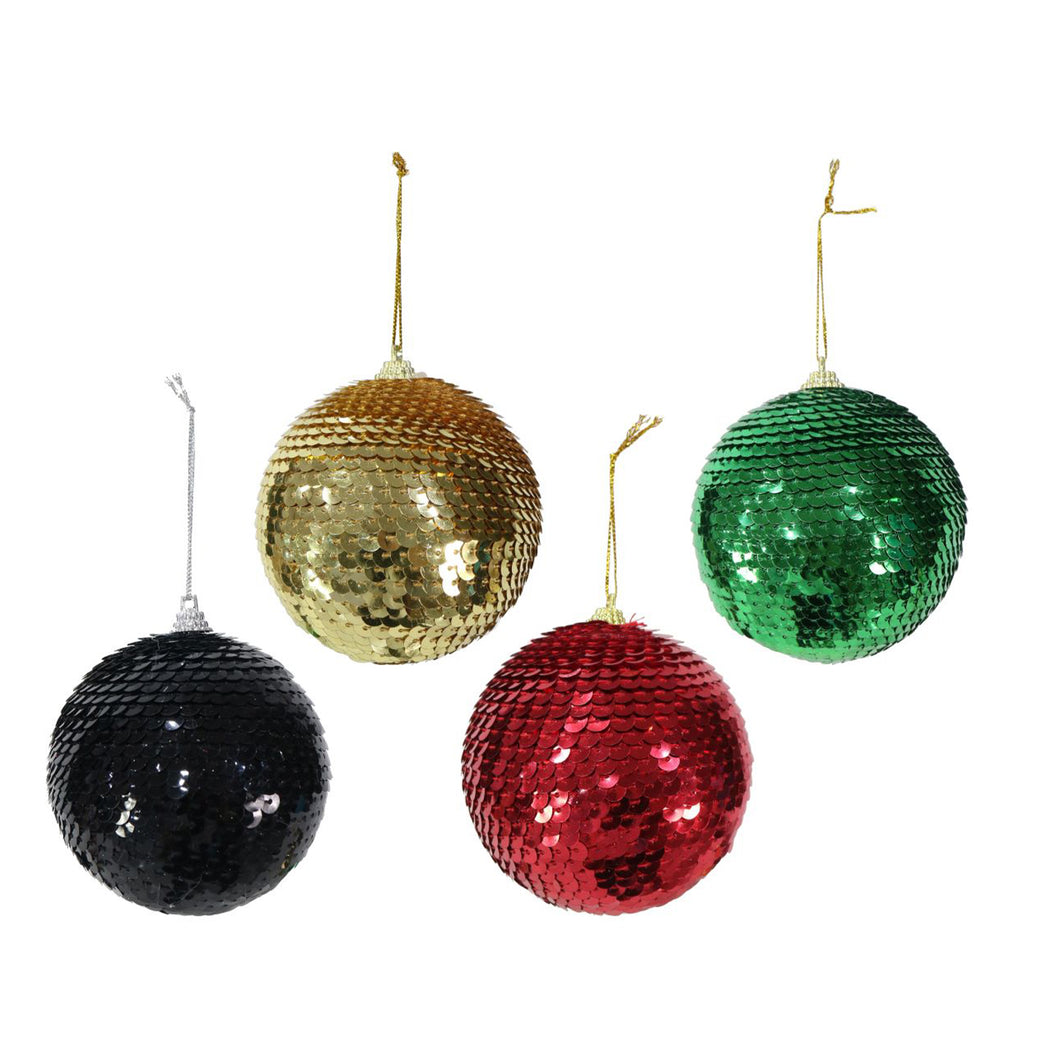 Festive Magic Sequined Christmas Bauble 80mm Assorted
