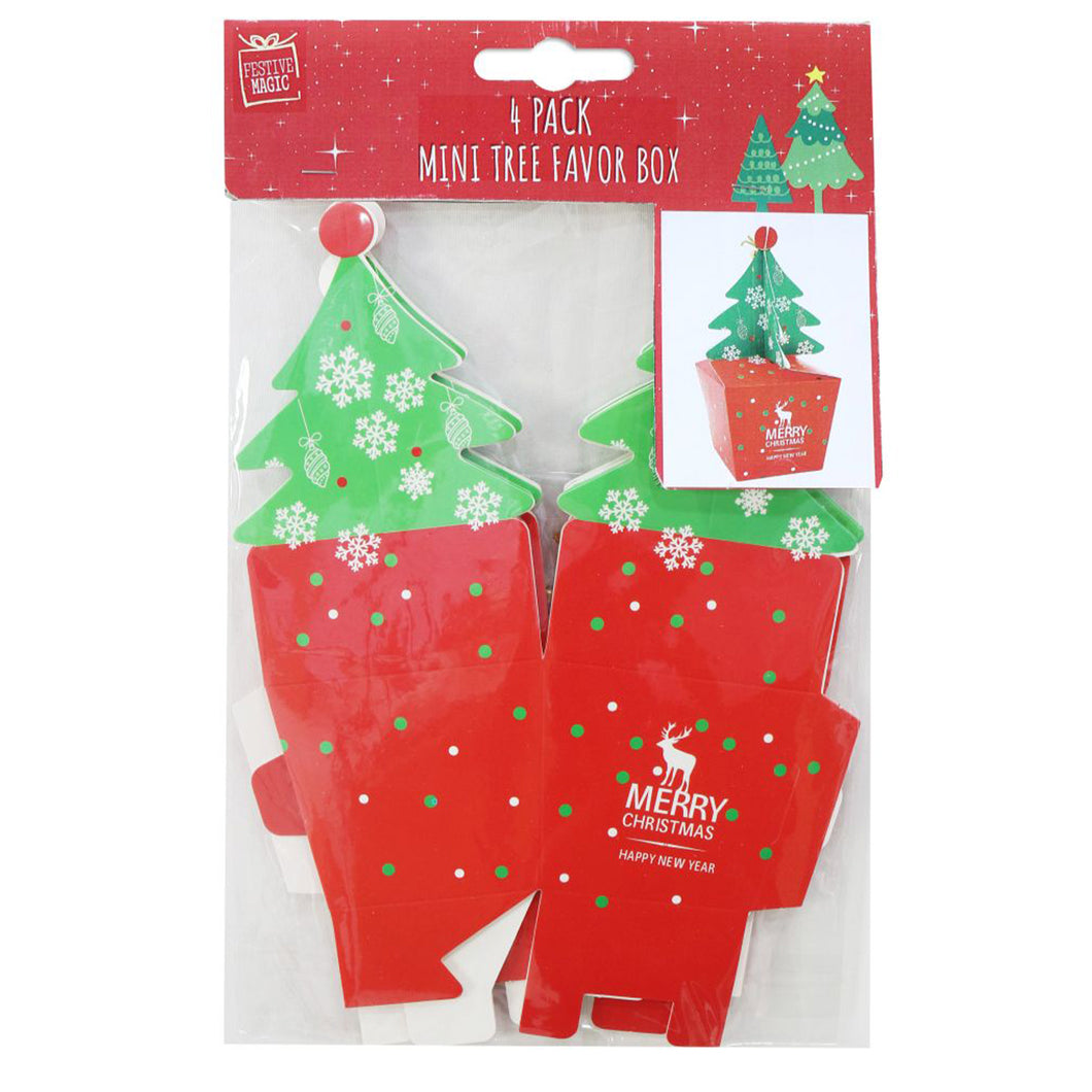 Festive Magic Mini Christmas Tree Favor Box 4 Pack