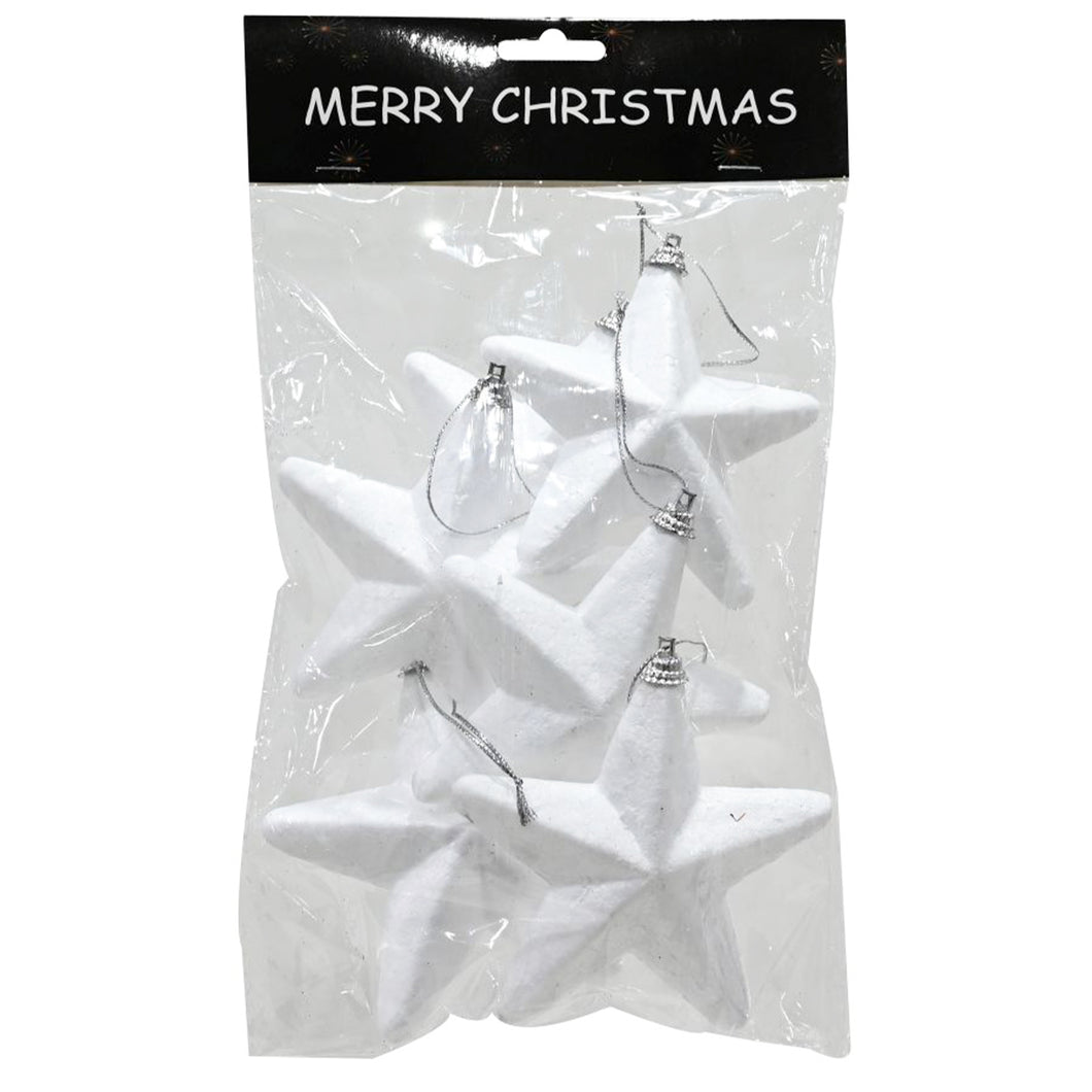 Merry Christmas Hanging Polystyrene Decorative Stars 6 Pack