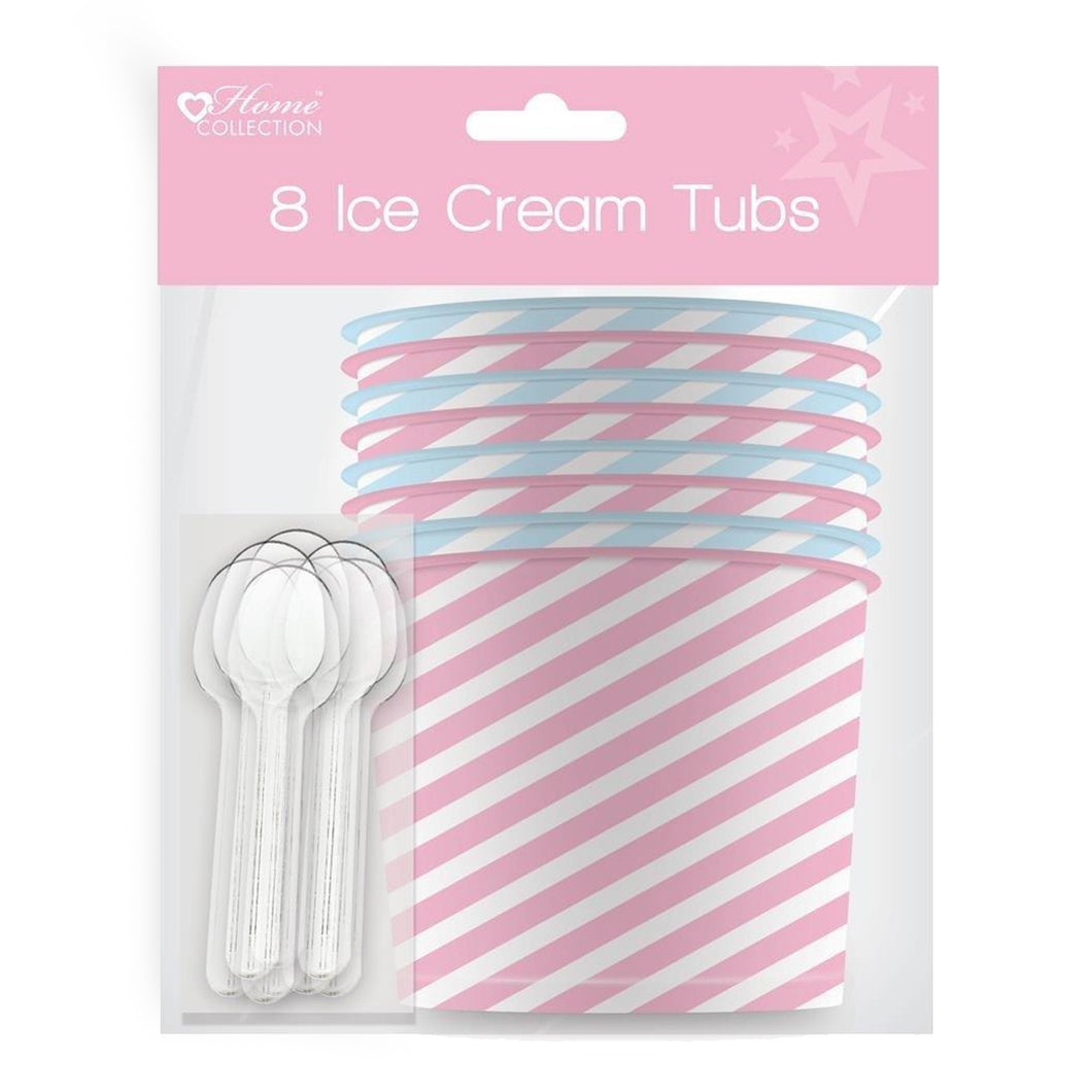 Ice Cream Striped Party Tubs 8 Pack