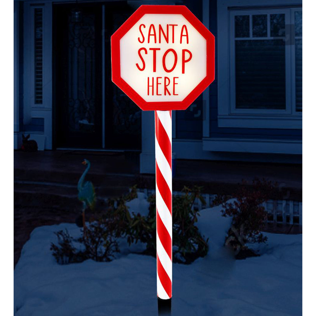 Festive Magic Battery Operated Santa Stop Here Sign 50cm