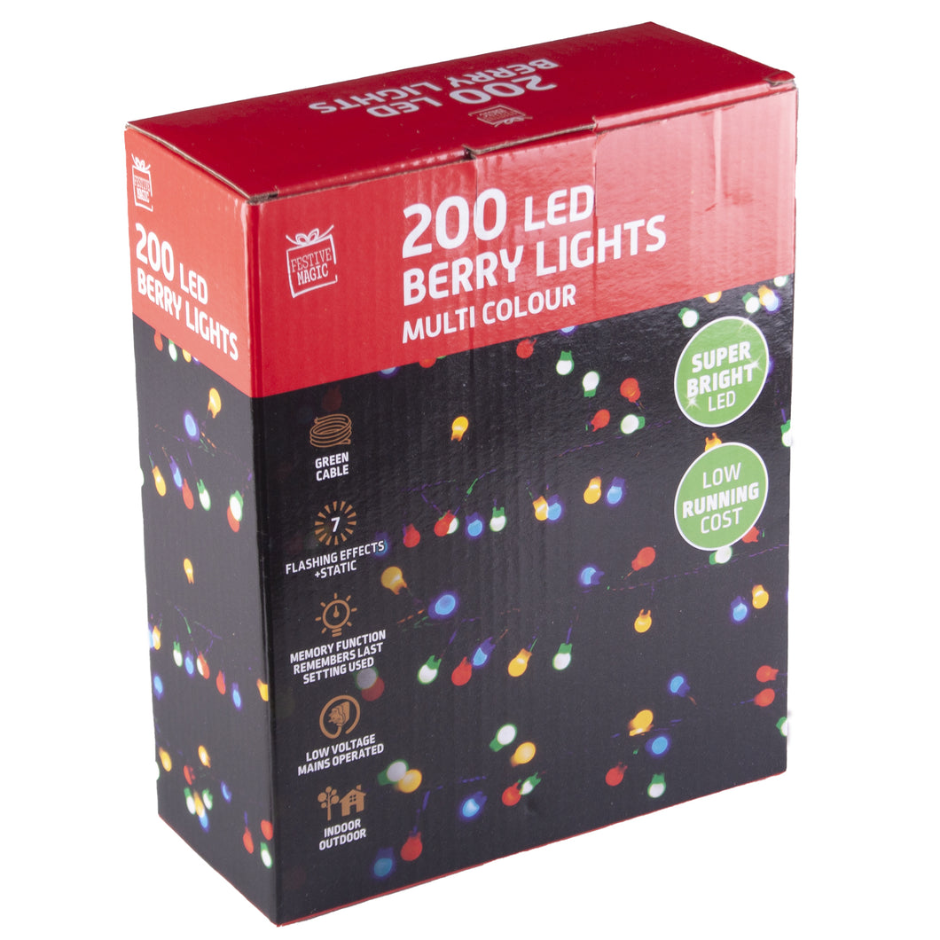 Festive Magic Super Bright LED Multi-Coloured Berry Christmas Lights