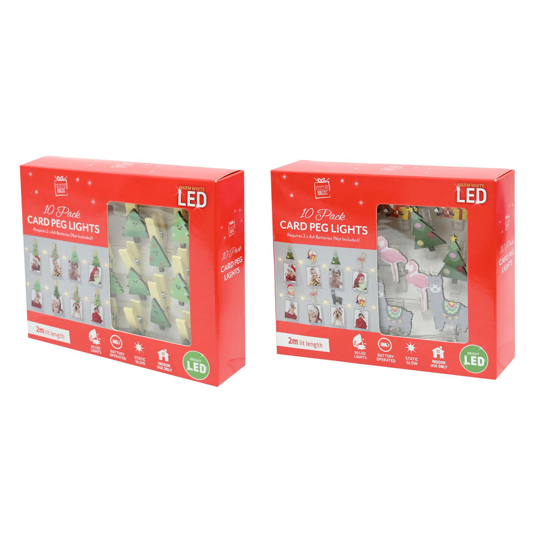 Festive Magic Warm White Card Peg Lights 10 Pack