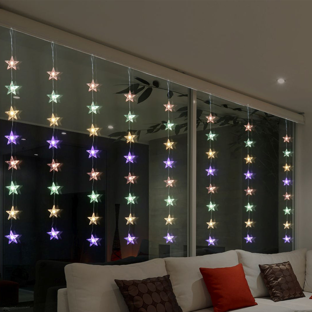 Festive Magic Dual Colour 64 LED Star Curtain Christmas Lights