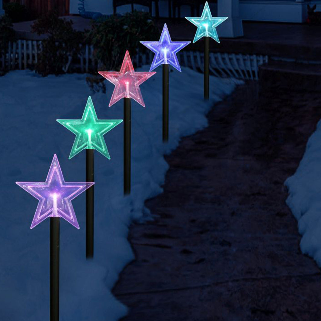 Festive Magic Colour Changing Battery Operated LED Path Stars 5 Pack