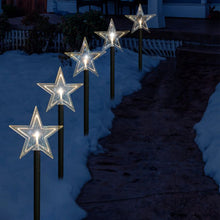 Load image into Gallery viewer, Festive Magic Warm White Battery Operated LED Path Stars 5 Pack
