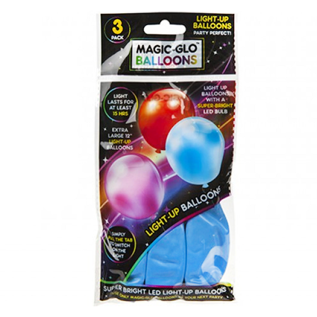Balloons Light Up Coloured Assorted 3 Pack