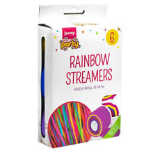 Load image into Gallery viewer, Jaunty Rainbow Coloured Streamers 6 Rolls
