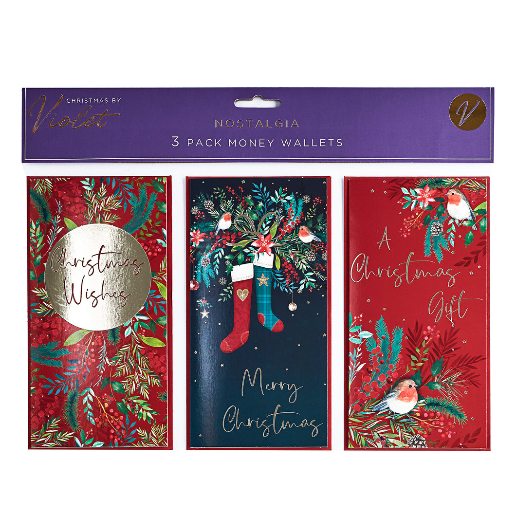 Christmas By Violet Nostaglia Money Wallets 3 Pack