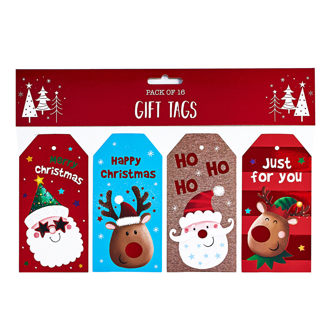 Santa & Rudolph Gift Tags 16 Pack