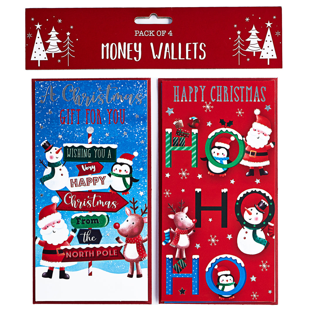 North Pole Christmas Money Wallets 4 Pack