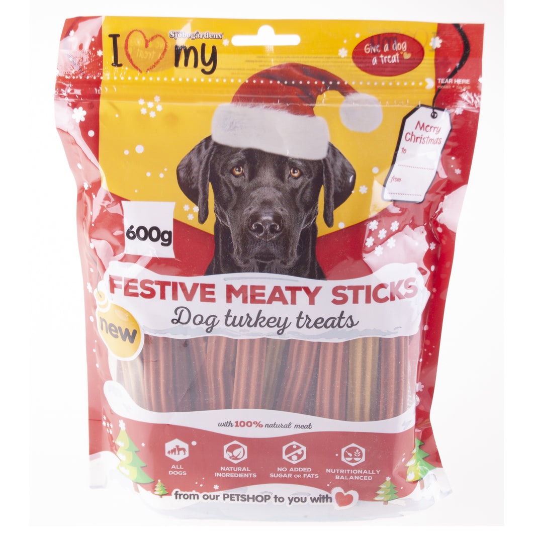 I Love My Festive Meaty Stick Dog Treats 600g