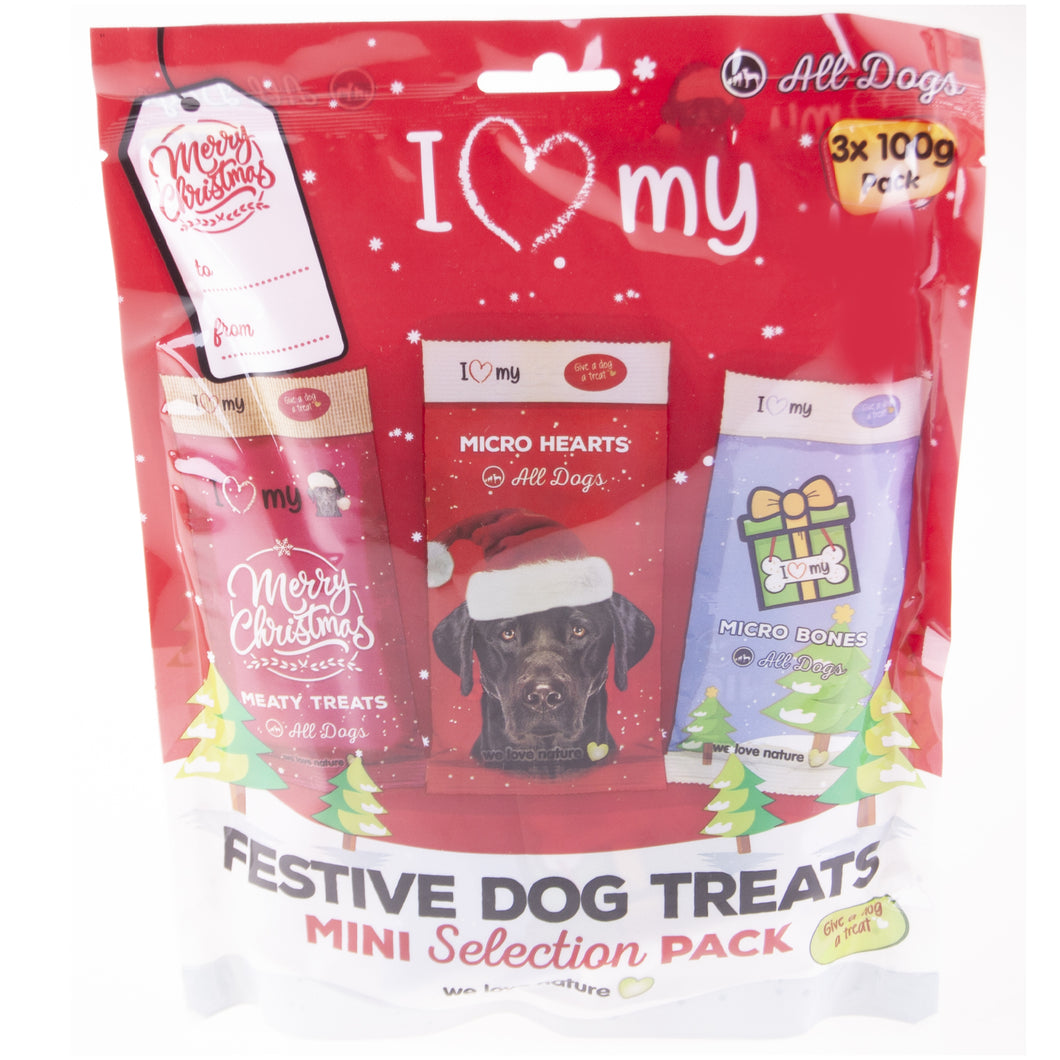 I Love My Festive Dog Treats 3 Pack