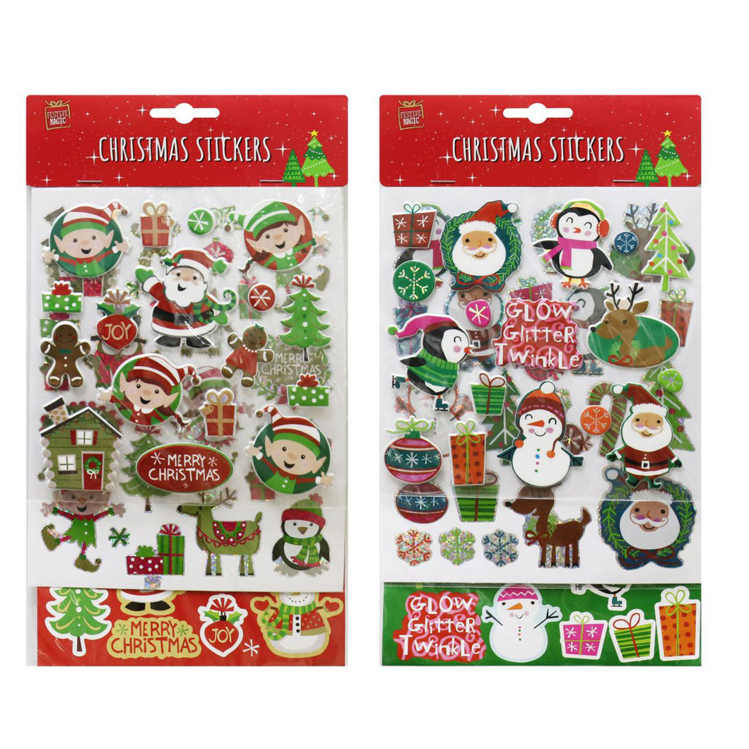 Festive Magic Christmas Stickers 3 Sheets Assorted