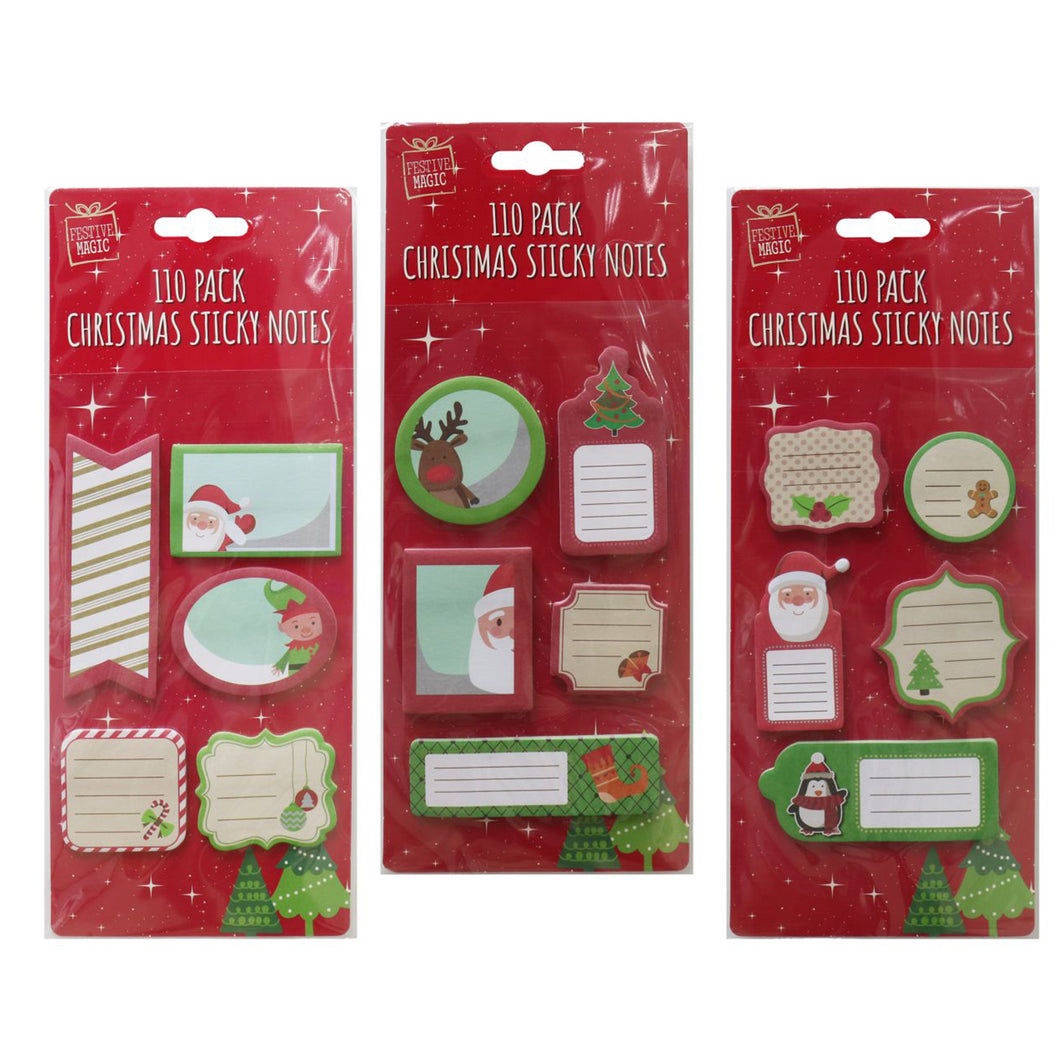 Festive Magic Christmas Sticky Notes 110 Pack Assorted