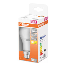 Load image into Gallery viewer, Osram 60w Bayonet Cap Light Bulb 806lm
