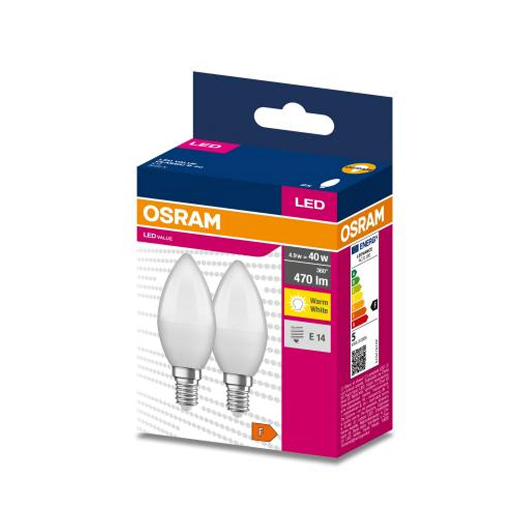Osram 470lm Candle Light Bulb 2pk 40w