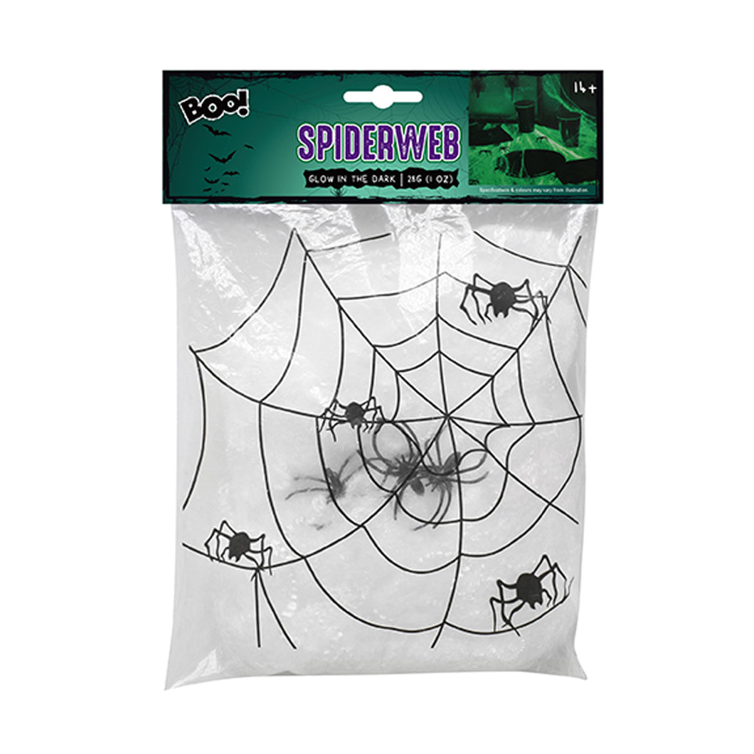 Glow In The Dark Spiders Web 3x Spiders