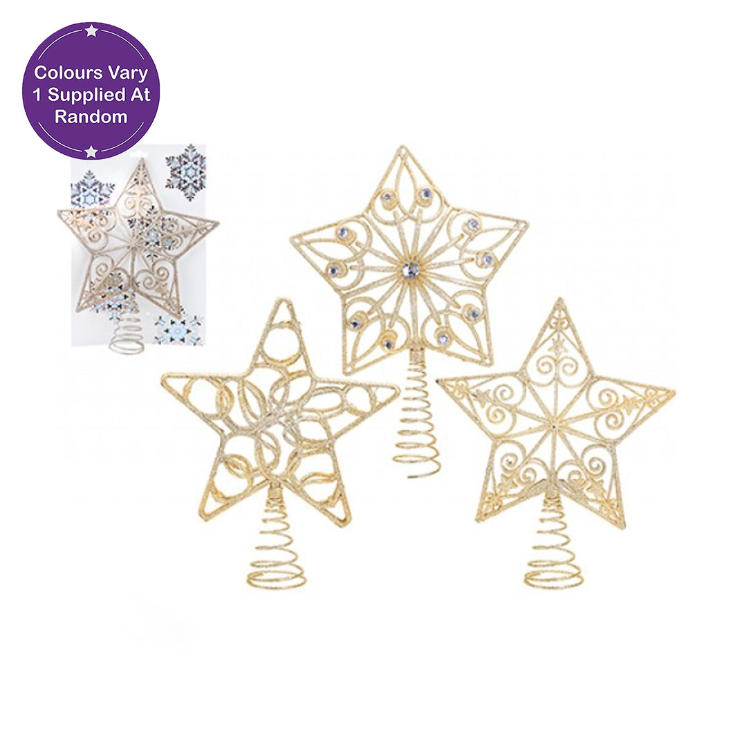 Luxury Glitter Tree Top Star Champagne Colour - 3 Assorted