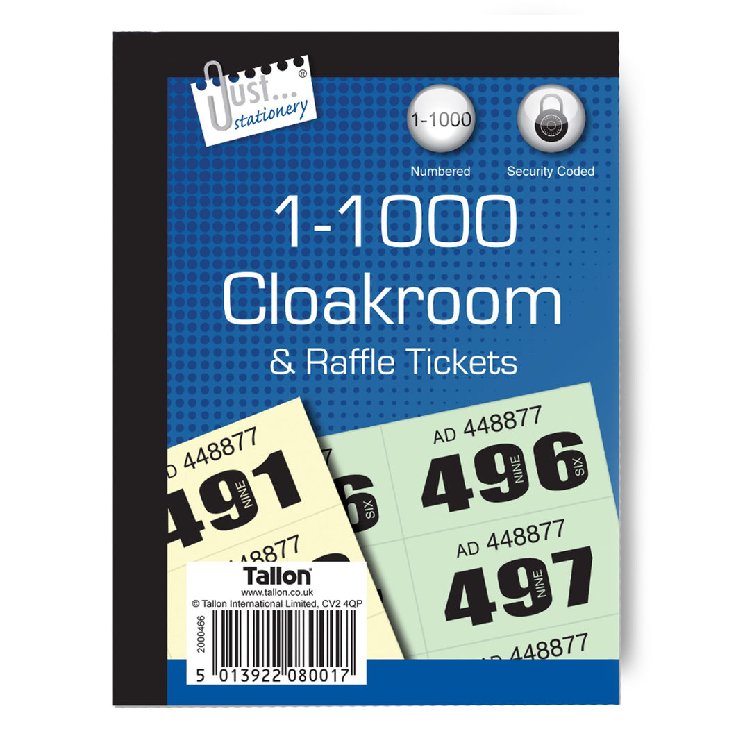 Just Stationery Cloakroom & Raffle Tickets Book