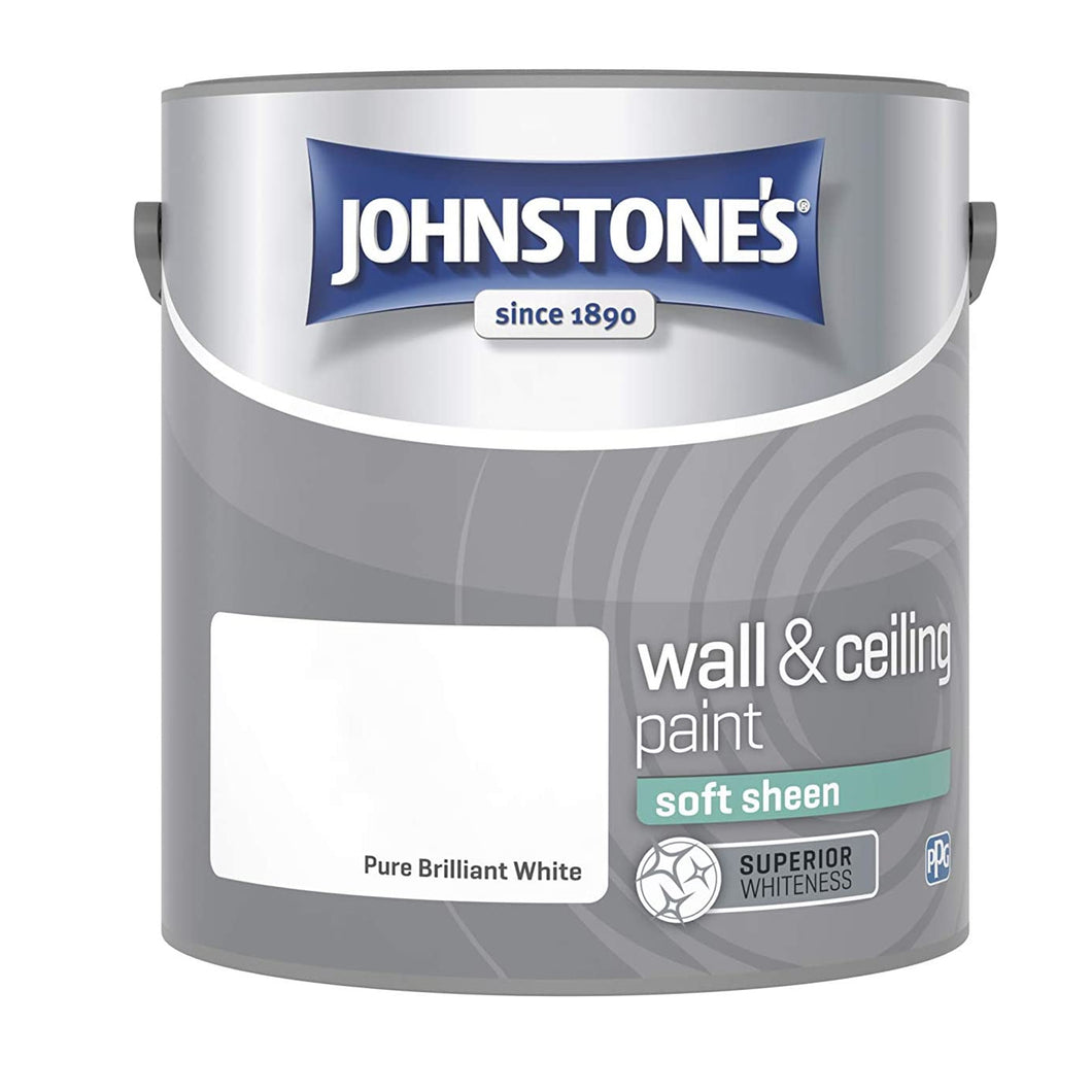 Johnstone's Brilliant White Soft Sheen Paint 2.5 Litre