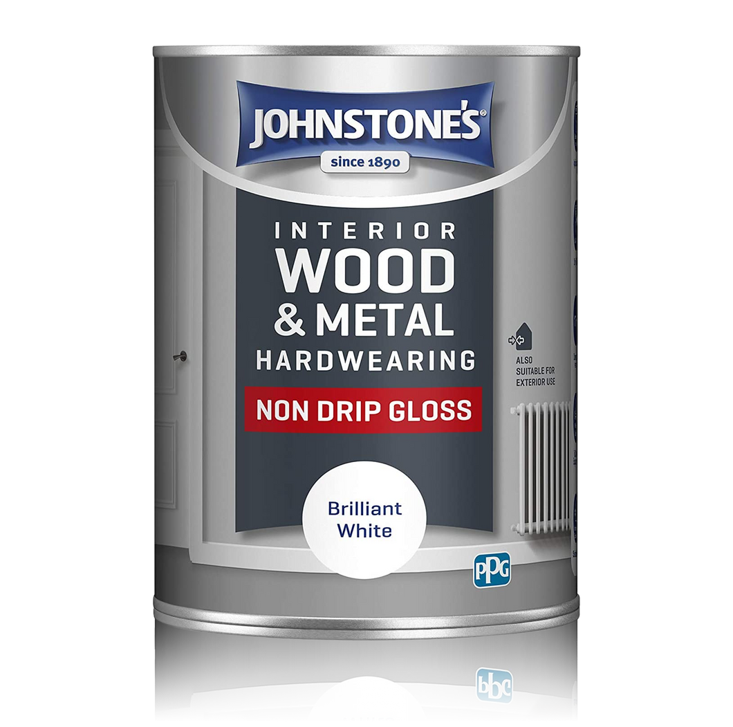 Johnstone's Wood & Metal Non Drip Gloss 1.25 Litre - Brilliant White