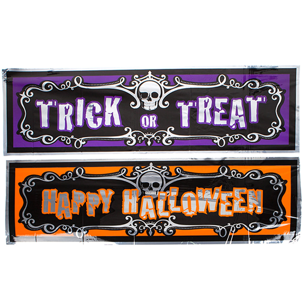 Haunted House 3ft Metallic Banners 2 Pack