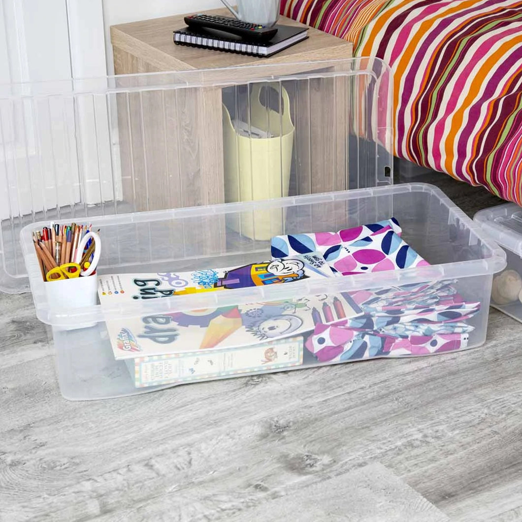 Wham Crystal Clear Plastic Storage Box With Lid 42L 5pk